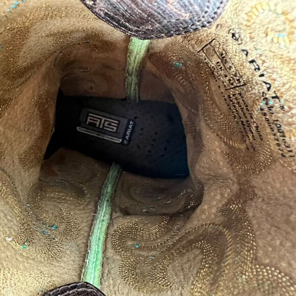 Ariat Quickdraw Western Boot Womens 5.5 Brown Lime Cowgirl Square Toe 10016311 - Picture 9 of 10